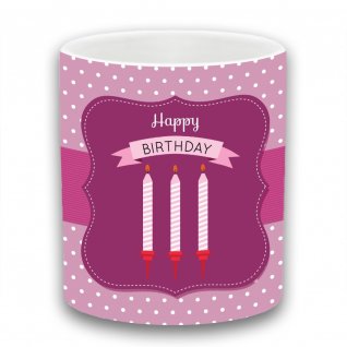 rózsaszín Happy Birthday bögre